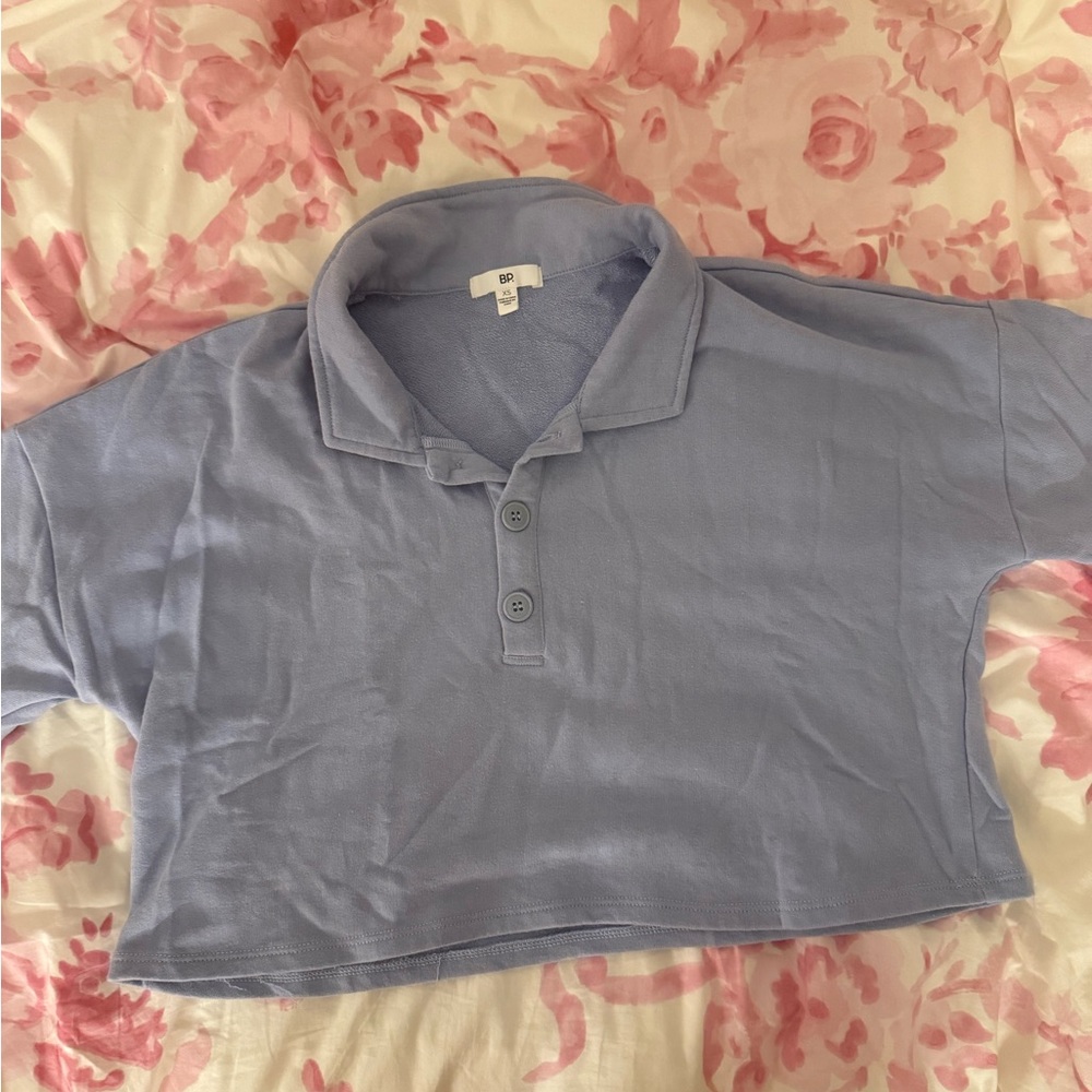 PB by Nordstrom Blue Button Up Short Sleeve Short